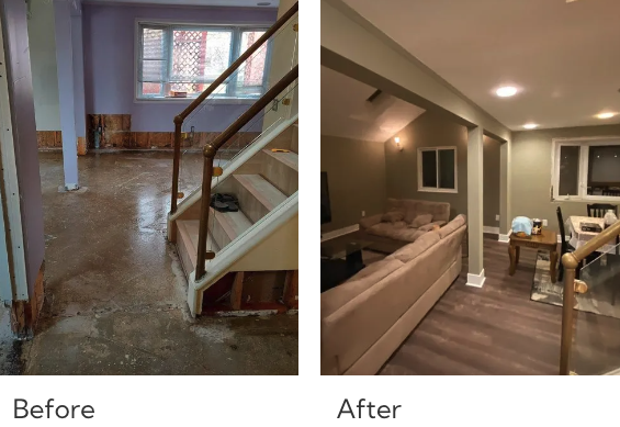 Before and after restoration project