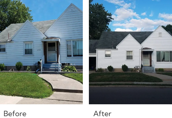 Before and after restoration project